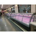 Sliding curved glass serve over deli refrigerator counter